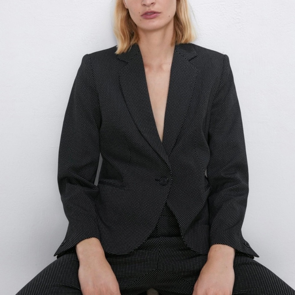 Zara Polka Dot Blazer Black US Size 2